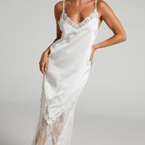 Lioness Lace Slip Dress. White Bachelorette Dress